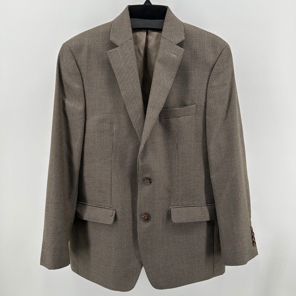 Lauren Ralph Lauren Brown Houndstooth Blazer Sport Coat Jacket Men 40R Old Money
